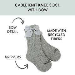 Cable Knit Knee Sock with Bow