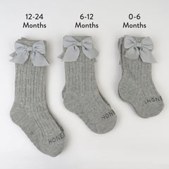 Cable Knit Knee Sock with Bow