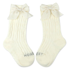 Cable Knit Knee Sock with Bow