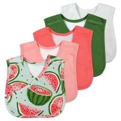 5-Pack Organic Cotton 4 in 1 Reversible Bibs