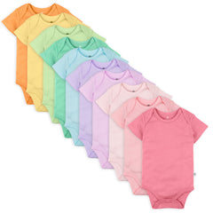 10-Pack HAPPY DAYS Rainbow Short Sleeve Bodysuits Gift Set