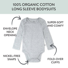 20-Pack Organic Cotton Long Sleeve Bodysuit & Knit Tri-fold Burp Cloth Bundle