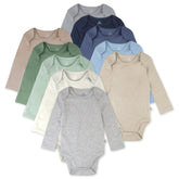 10-Pack Organic Cotton Long Sleeve Bodysuits