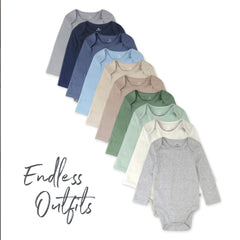 10-Pack Organic Cotton Long Sleeve Bodysuits