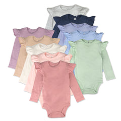 10-Pack Organic Cotton Long Sleeve Bodysuits