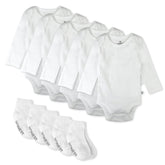 10-Pack Organic Cotton Long Sleeve Bodysuit & Sock Bundle