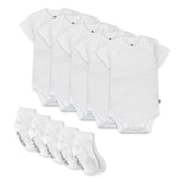 10-Pack Organic Cotton Short Sleeve Bodysuit & Sock Bundle