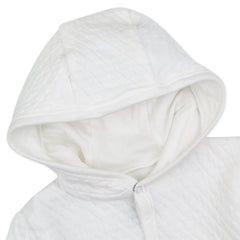 Organic Cotton Matelassé Snap-Front Hooded Jacket