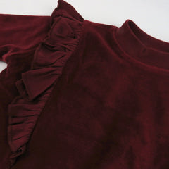 2-Piece Velour Ruffle Front Sweatsuit