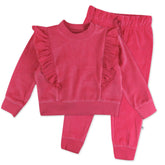 2-Piece Velour Ruffle Front Sweatsuit