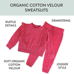 2-Piece Velour Ruffle Front Sweatsuit