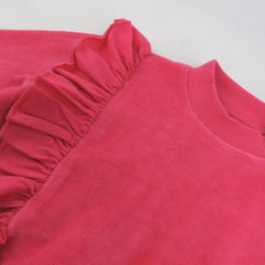 2-Piece Velour Ruffle Front Sweatsuit