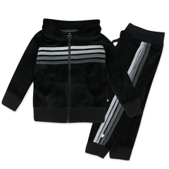 2 Piece Cozy Velour Zip Front Hoodie and Sweatpant Set