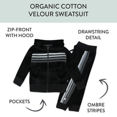 2 Piece Cozy Velour Zip Front Hoodie and Sweatpant Set