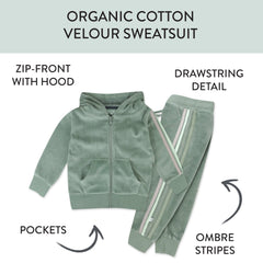 2 Piece Cozy Velour Zip Front Hoodie and Sweatpant Set