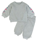 2-Piece Cozy Sweatsuit with Embroidered Sleeve