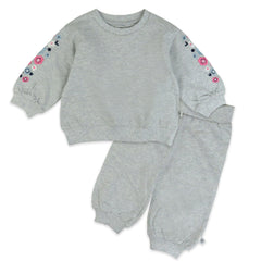 2-Piece Cozy Sweatsuit with Embroidered Sleeve