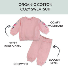 2-Piece Cozy Sweatsuit with Embroidered Sleeve