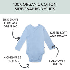 3-Pack Organic Cotton Long Sleeve Side-Snap Bodysuits
