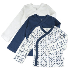 3-Pack Organic Cotton Long Sleeve Side-Snap Kimono Tops
