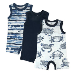 3-Pack Organic Cotton Sleeveless Rompers