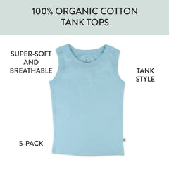 5-Pack Organic Cotton Sleeveless Muscle T-Shirts