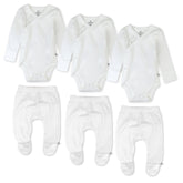 6-Pack Organic Cotton Long Sleeve Kimono Bodysuit & Footed Pant Bundle