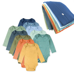 20-Pack Organic Cotton Long Sleeve Bodysuit & Knit Tri-fold Burp Cloth Bundle