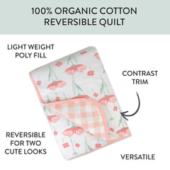 Organic Cotton Hand-Quilted Reversible Baby Blanket