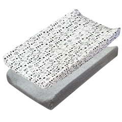 2-Piece Organic Cotton Printed & Terry Changing Pad Cover Set