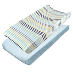 2-Piece Organic Cotton Printed & Terry Changing Pad Cover Set