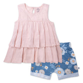 Toddler 2-Piece Ruffle Layered Shirt and Cuffed Short Set