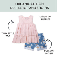 Toddler 2-Piece Ruffle Layered Shirt and Cuffed Short Set