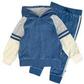 2 Piece Cozy Velour Pop Over Hoodie and Sweatpant Set