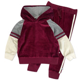 2 Piece Cozy Velour Pop Over Hoodie and Sweatpant Set
