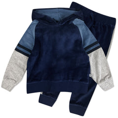 2 Piece Cozy Velour Pop Over Hoodie and Sweatpant Set