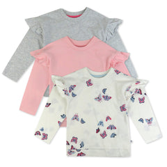 3-Pack Flutter Shoulder Long Sleeve Top