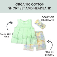 Toddler 3-Piece Ruffle Top, Short and Headband Set