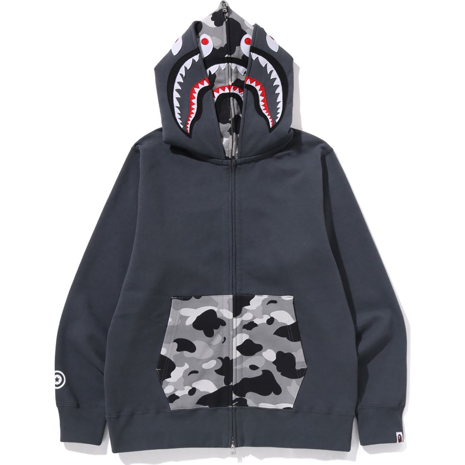1ST CAMO SHARK FULL ZIP DOUBLE HOODIE MENS