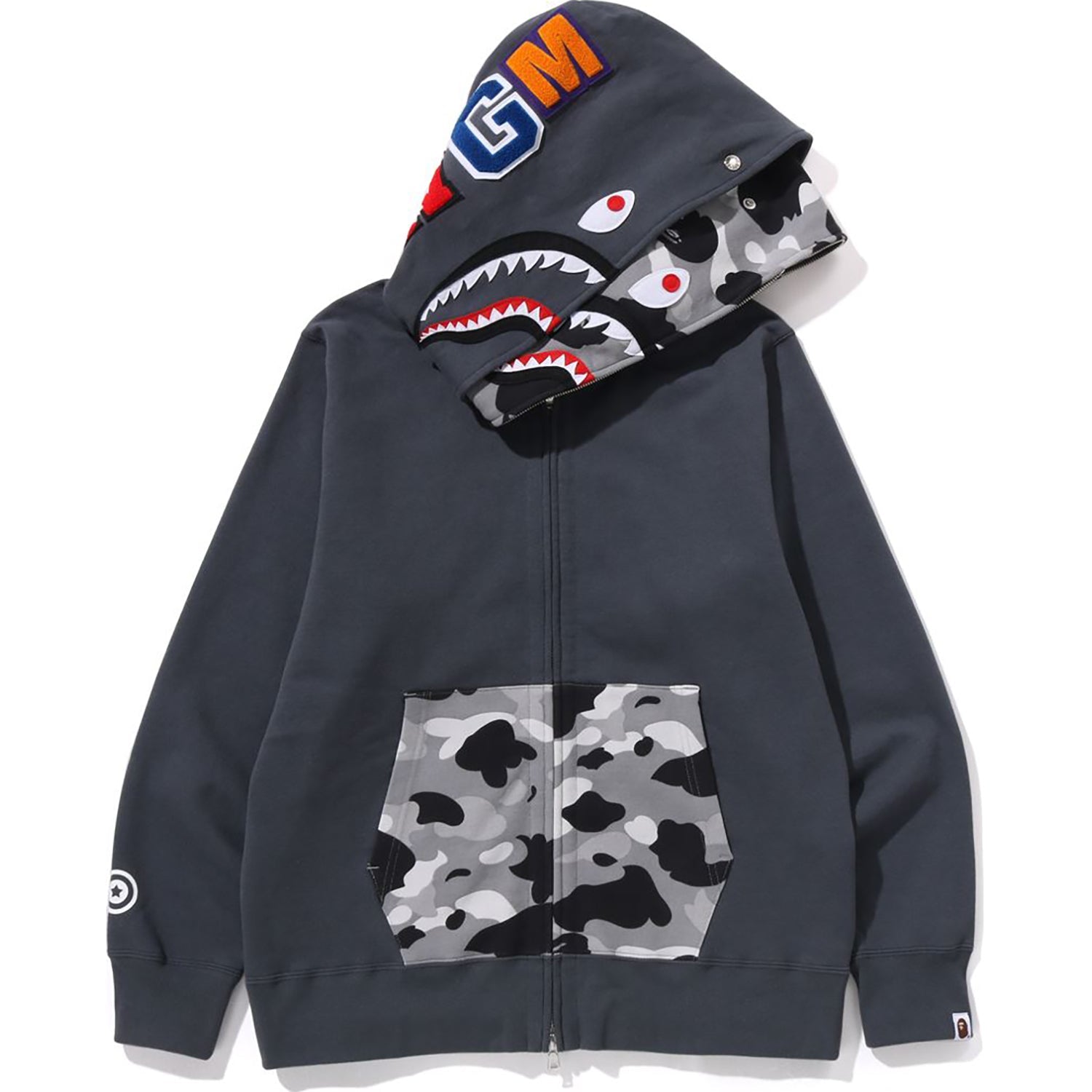 1ST CAMO SHARK FULL ZIP DOUBLE HOODIE MENS