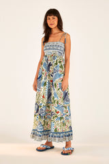 Off White Macaw Flight Smocked Maxi Dress