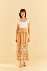 Sand Richelieu Midi Skirt