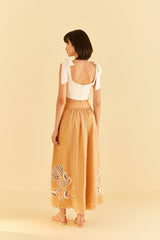 Sand Richelieu Midi Skirt