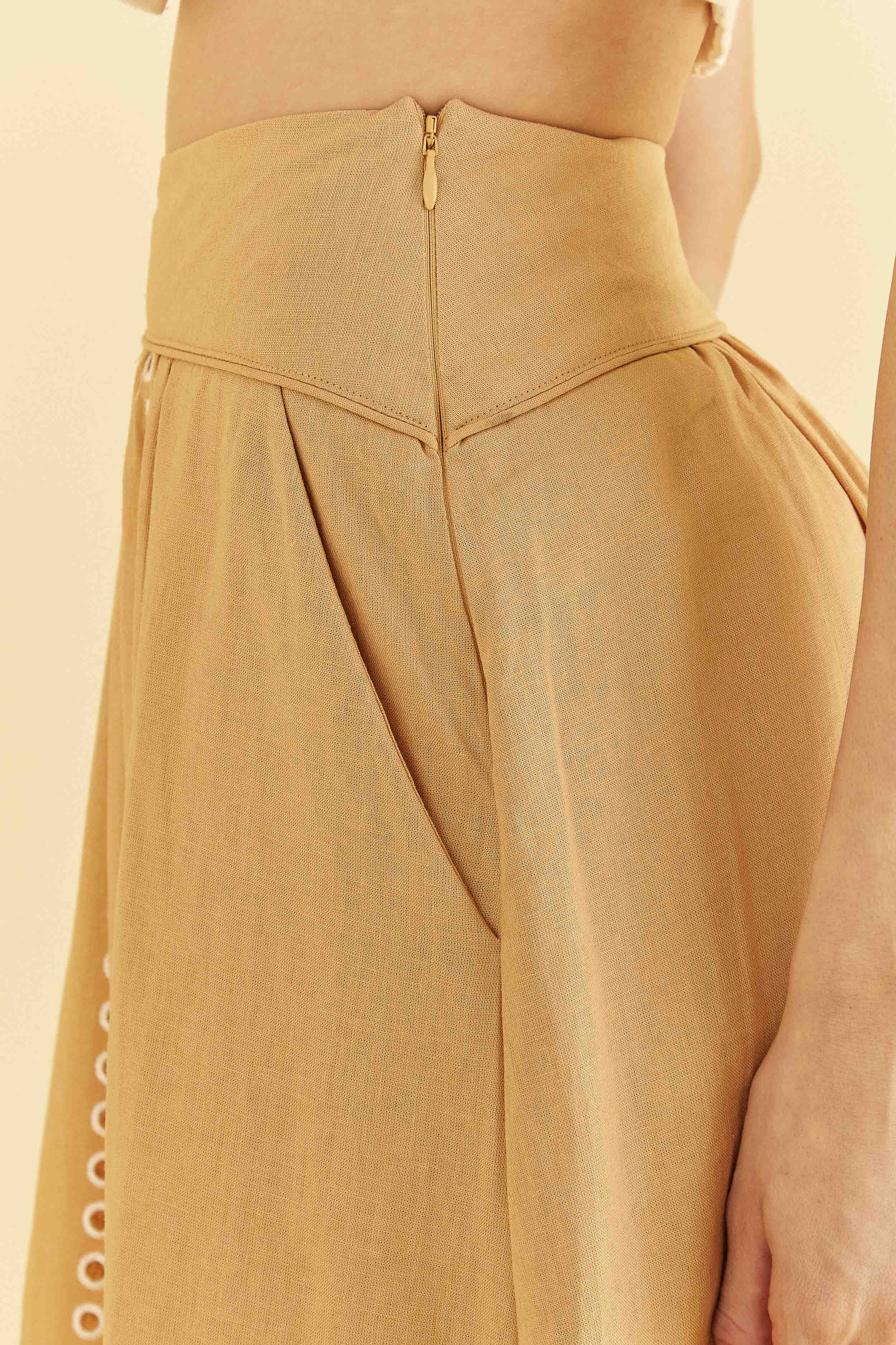 Sand Richelieu Midi Skirt