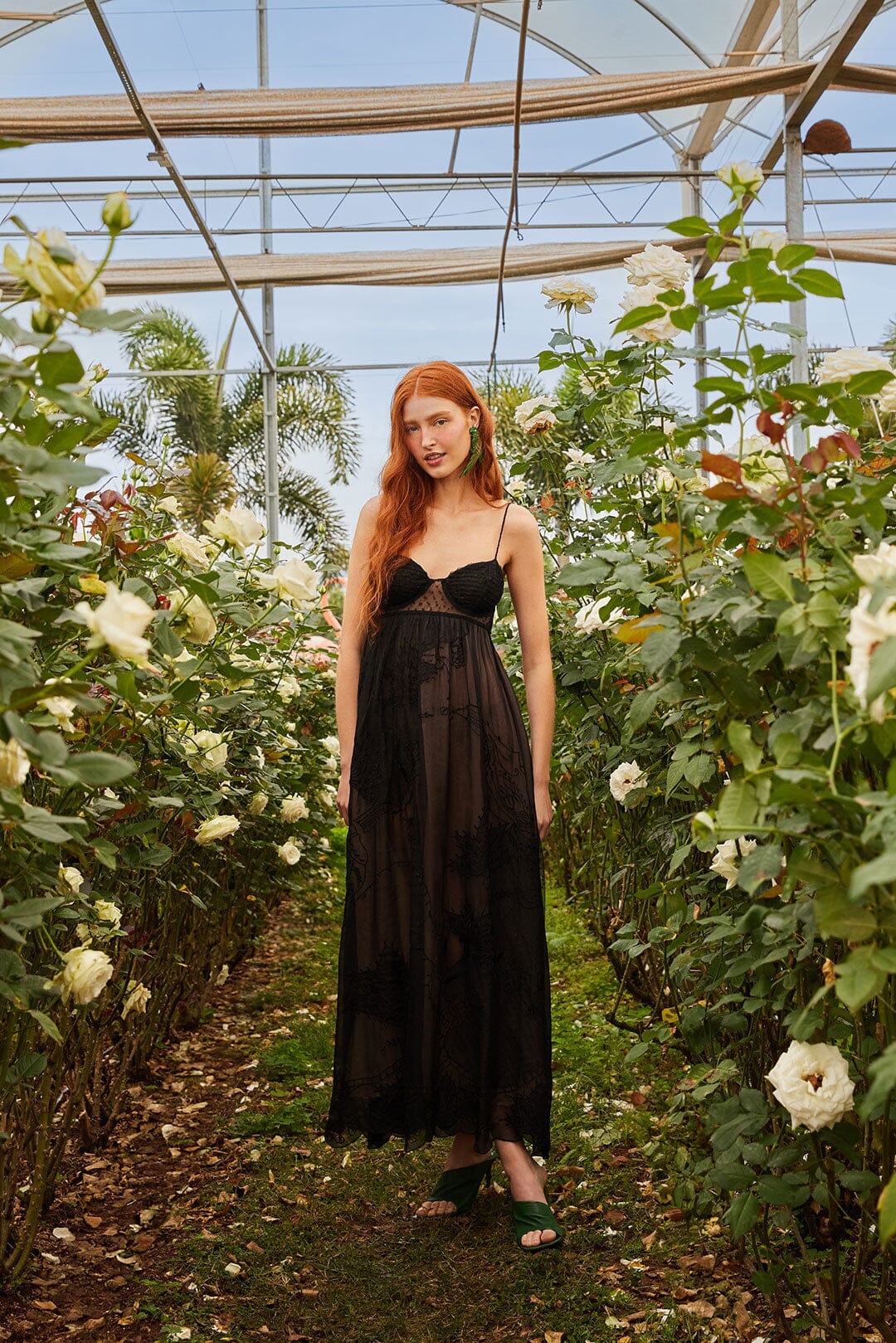 Black Special Lace Sleeveless Maxi Dress