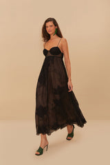 Black Special Lace Sleeveless Maxi Dress