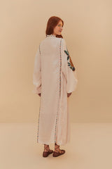 Light Pink Cross Stitch Pineapple Embroidered Midi Dress