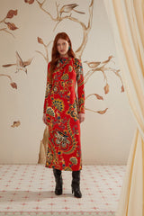 Red Maxi Floral Cutout LENZING™ ECOVERO™ Viscose Midi Dress