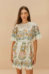 Off-White Sweet Bloom Bouquet Mini Dress
