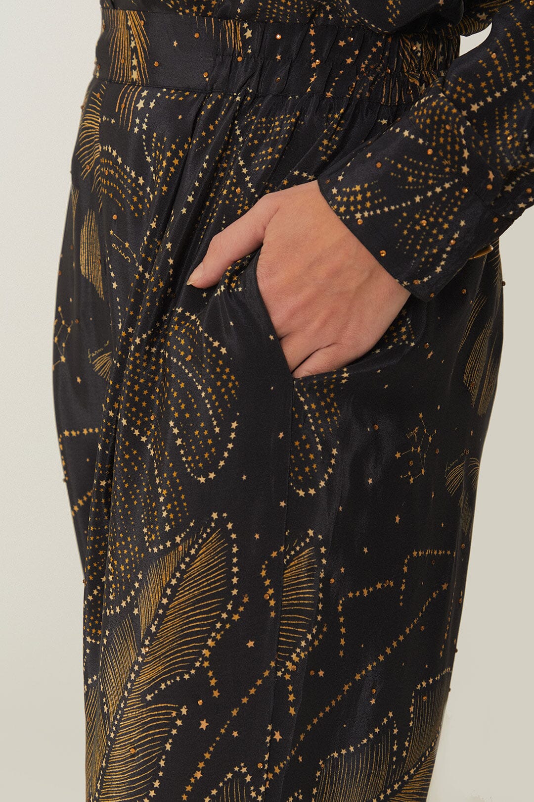 Black Golden Foliage Pajama Pants